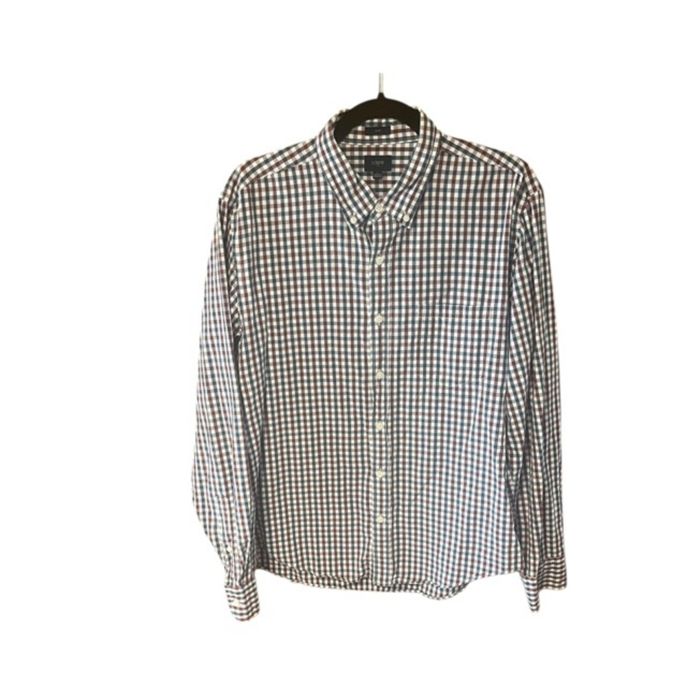 J.Crew Factory Slim‎ Fit Gingham Long Sleeve Button Down Shirt
